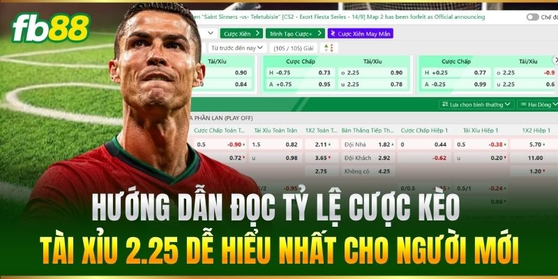Hướng dẫn đọc tỷ lệ cược Kèo Tài Xỉu 2.25 dễ hiểu nhất cho người mới